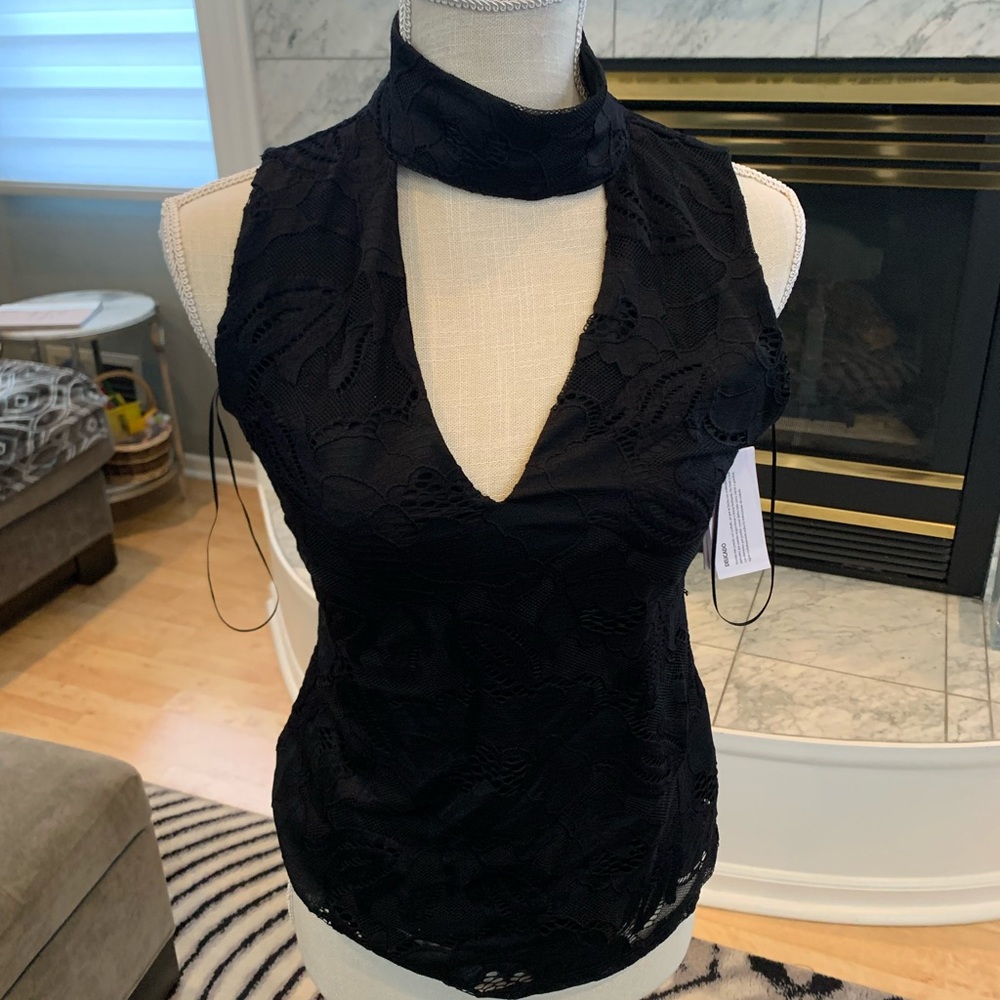 Black lace Guess shirt from Bloomingdales